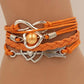1pc Double Heart Pearl Decor Multi Layer Braided Leather Bracelet