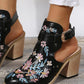 Floral Embroidery Studded Slingback Buckled Boots
