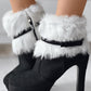 Bowknot Design Stiletto Heel Fuzzy Detail Ankle Boots