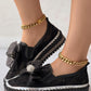Contrast Sequin Breathable Bowknot Decor Loafers