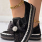 Contrast Sequin Breathable Bowknot Decor Loafers