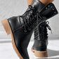 Studded Side Lace up Chunky Heel Ankle Boots