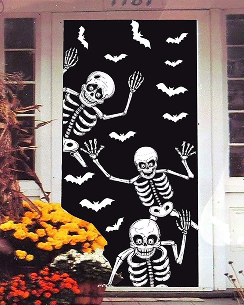 4 PCS Halloween Window Clings Stickers Skeleton Ghosts Bats Halloween Ornament For Halloween Haunted House Party Supplies