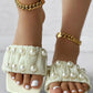 Pearls Decor Ruched Slippers Open Toe Summer Sandals