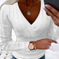 V Neck Long Sleeve Cable Knit Sweater