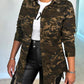 Camouflage Print Ripped Casual Jacket