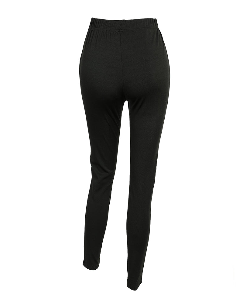 Sheer Mesh Lace Embroidery Patch Skinny Pants