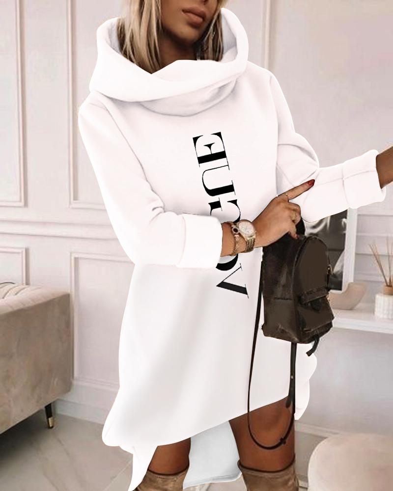 Letter Print Long Sleeve Sweatshirt Dress