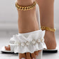 Pearls Decor Ruffles Beach Slippers Summer Sandals