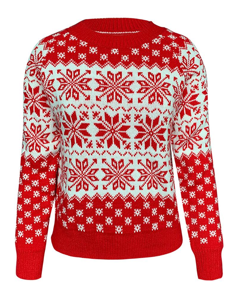 Christmas Snowflake Print Long Sleeve Ugly Sweater