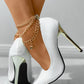 Croc Embossed / Plain Pointed Toe Chain Strap Stiletto Heels