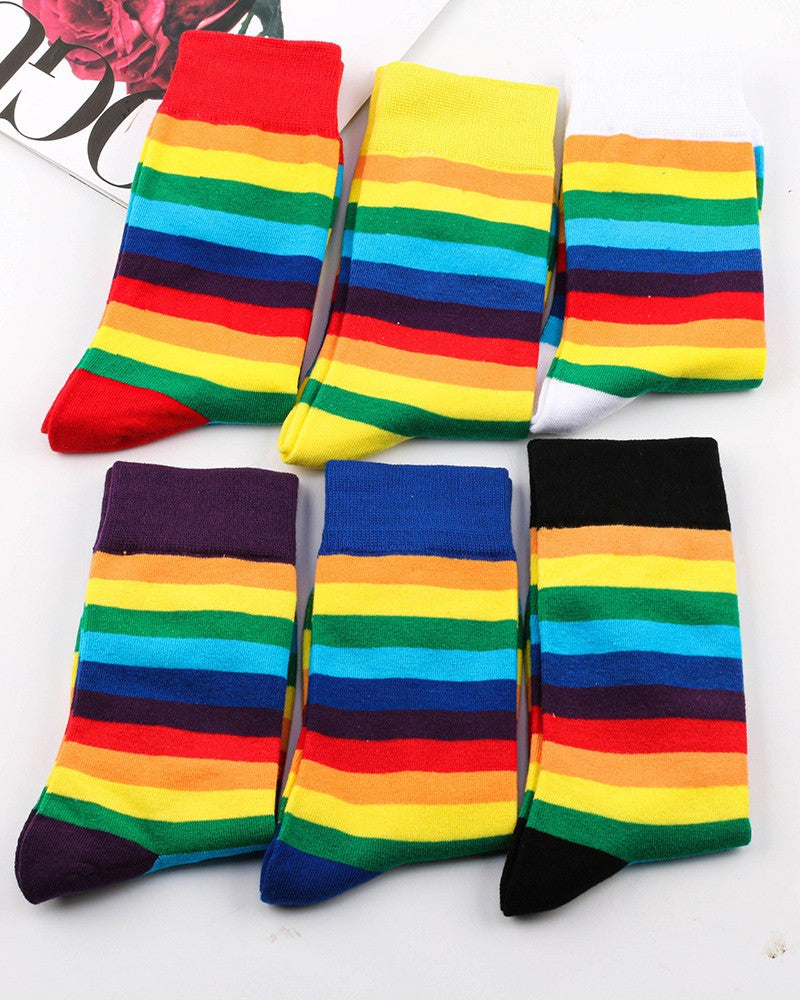 1Pair Rainbow Stripe Party Pride Month Socks