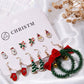 6Pairs Christmas Tree Santa Snowman Candy Cane Gloves Drop Hoop Earrings Set