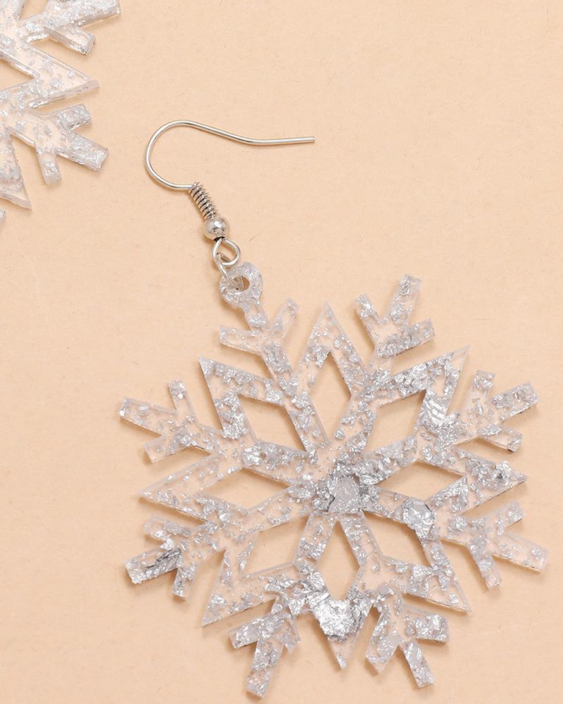 1Pair Christmas Snowflake Shaped Drop Earrings