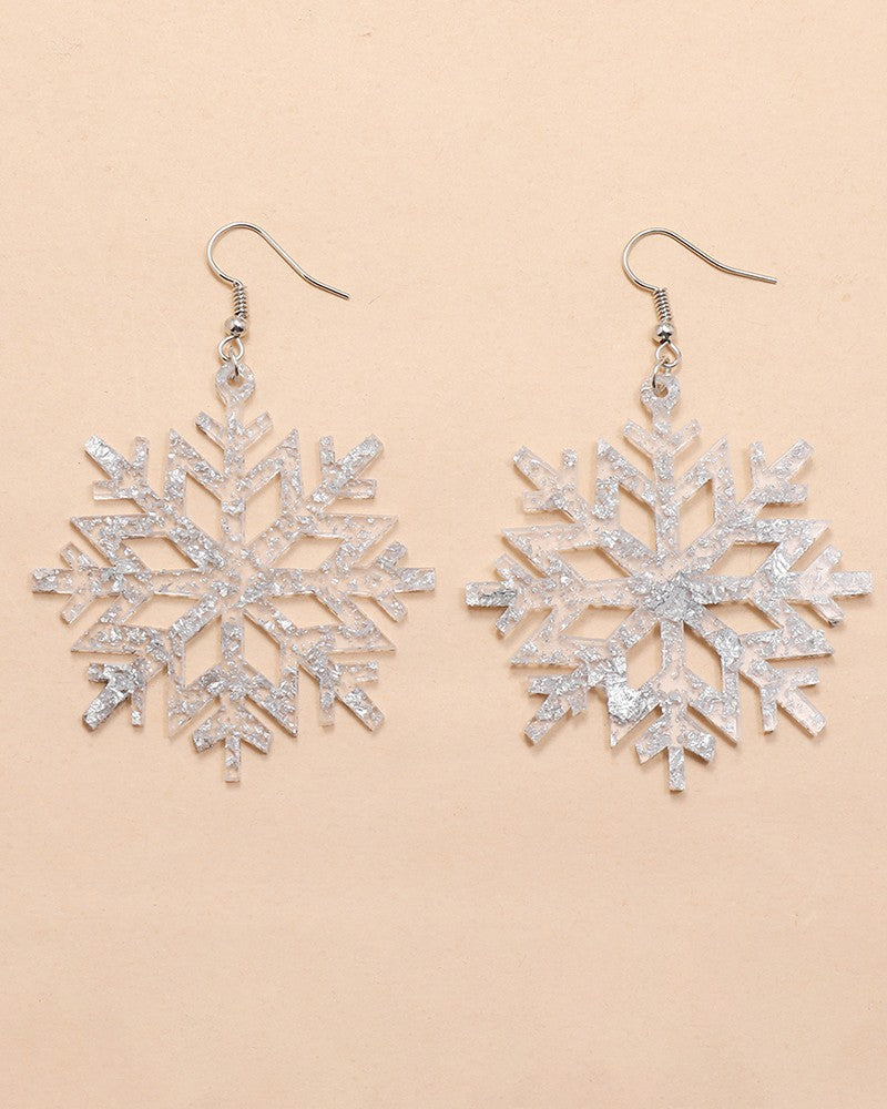 1Pair Christmas Snowflake Shaped Drop Earrings