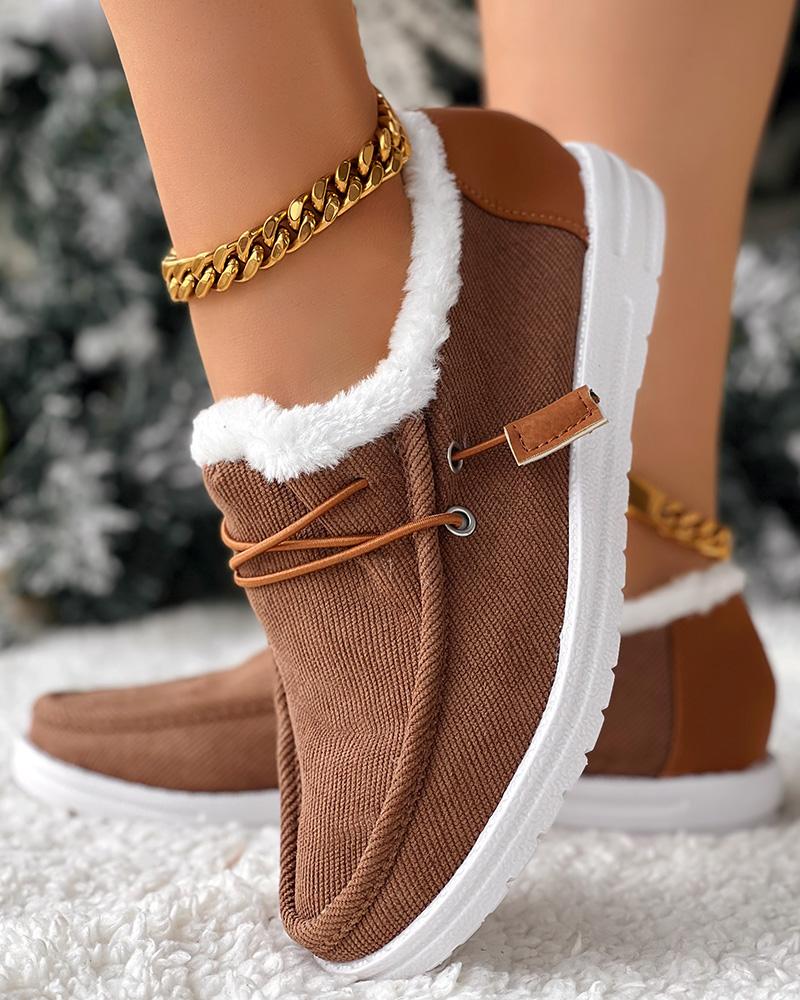Lace up Ankle Boots Fuzzy Lined Bootie Loafers