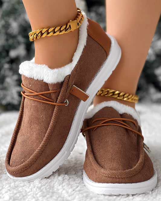 Lace up Ankle Boots Fuzzy Lined Bootie Loafers