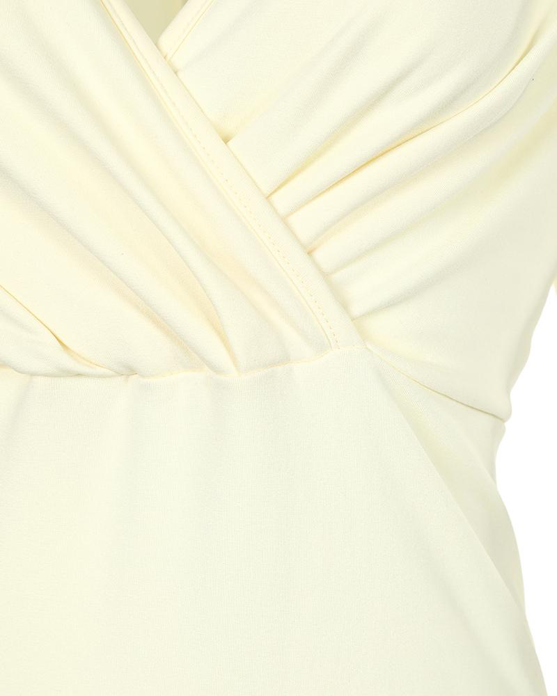 Long Sleeve Plunge Skinny Ruched Dress