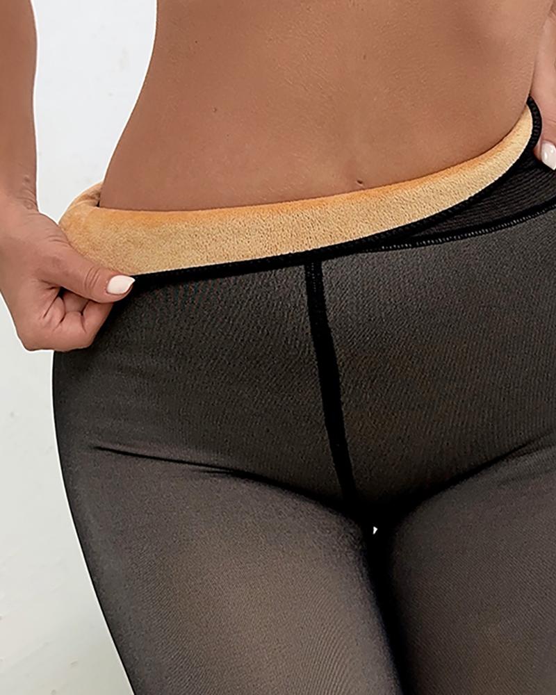 High Waist Thermal Warm Fleece Lined Tights