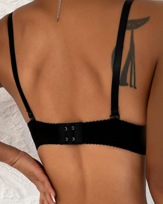 Bowknot Decor Embroidery Push Up Bras