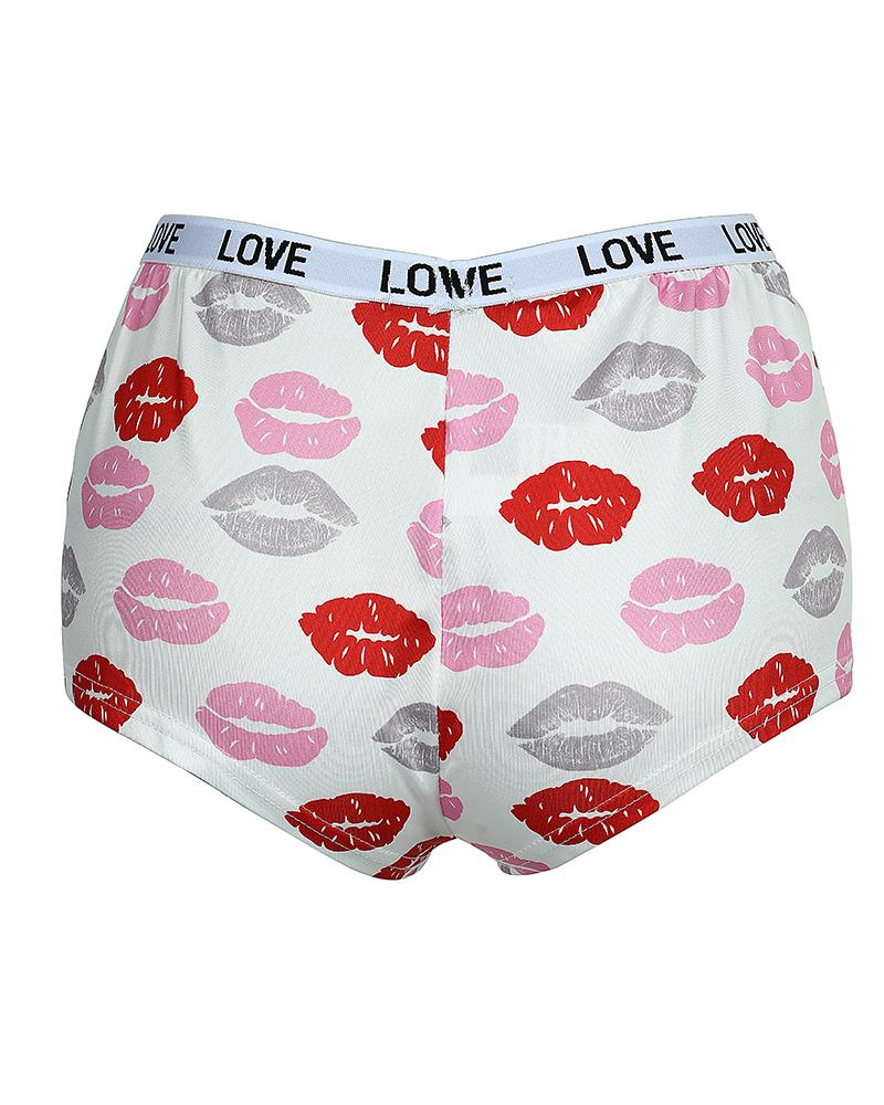 Letter Lip Print High Waist Panty