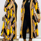 Leopard Baroque Print Colorblock Striped Open Front Coat