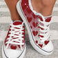 Heart Print Fringe Hem Lace up Canvas Sneakers