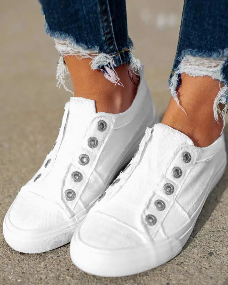 Eyelet Slip on Canvas Sneakers