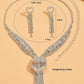 2PCS Rhinestone Decor Hollow Out Tassel Heart Pendant Necklace & Drop Earrings Wedding Bridal Gift Jewelry Set