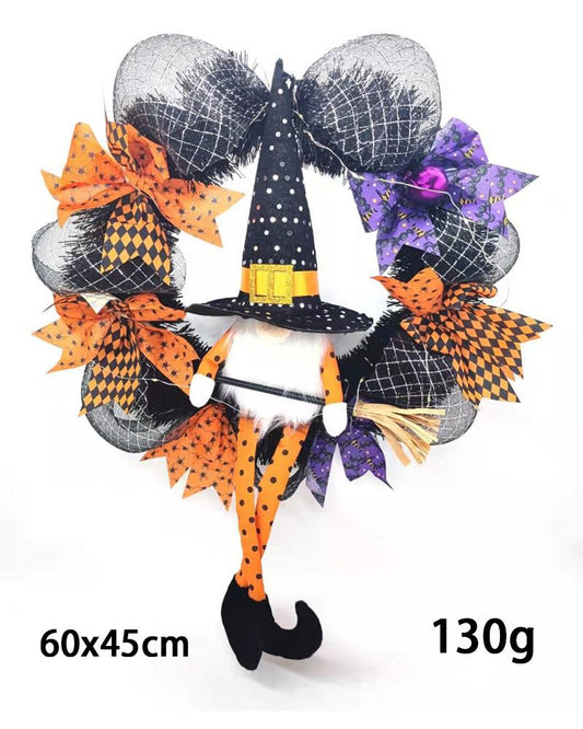 Halloween Lighted Wreath Autumn Harvest Wreaths Gnome Rudolph Doll Garland Front Door Thanksgiving Festival Decoration Ornaments