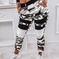 Buttoned Camouflage Print Buckle Cargo Pants