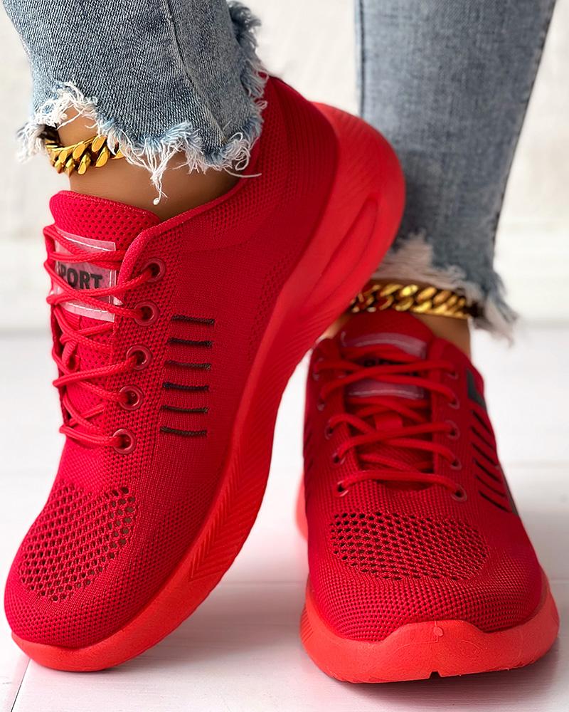 Hollow Out Breathable Lace up Casual Sneakers