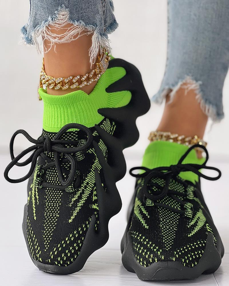 Comfort Colorblock Lace up Octopus Sneakers