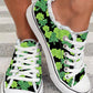 St. Patrick's Day Lucky Clover Print Fringe Hem Canvas Sneakers