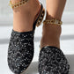 Contrast Sequin Lace Slipper Loafers