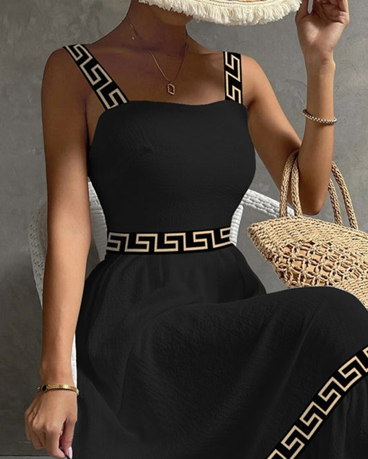 Geo Tape Patch Sleeveless Maxi Dress