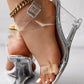 Clear Cross Strap Wedge Sandals