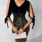 Colorblock Velvet Contrast Sequin Beaded Bodycon Dress