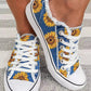 Sunflower Print Lace up Canvas Sneakers
