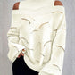 Cold Shoulder Lantern Sleeve Hollow Out Knit Sweater