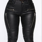 PU Leather Zipper Design Pocket Design Pants