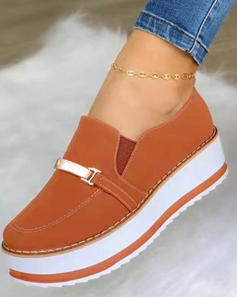 Buckled Pattern Slip On Sneakers