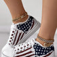 Independence Day Flag Print Raw Hem Sneakers