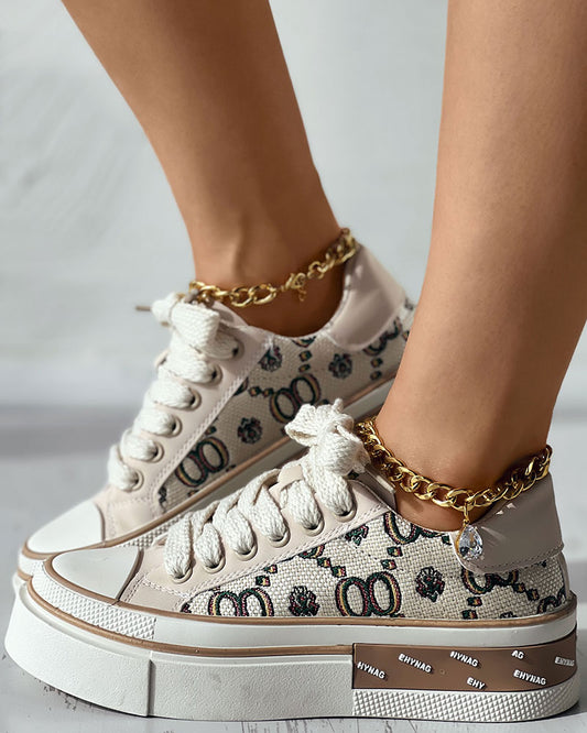 Valentine's Day Letter Figure Pattern Platform Sneakers