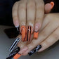 Halloween 24pcs Patch Striped Glossy Full Cover Press On False Nails Set