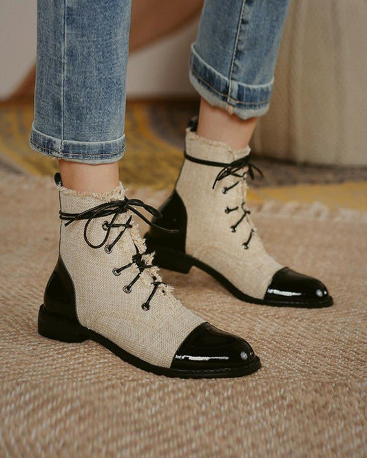 Eyelet Lace up Chunky Martin Boots