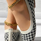 Plaid Pattern Square Toe Slip On Loafers