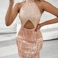 Allover Sequin Tassel Design Party Dress