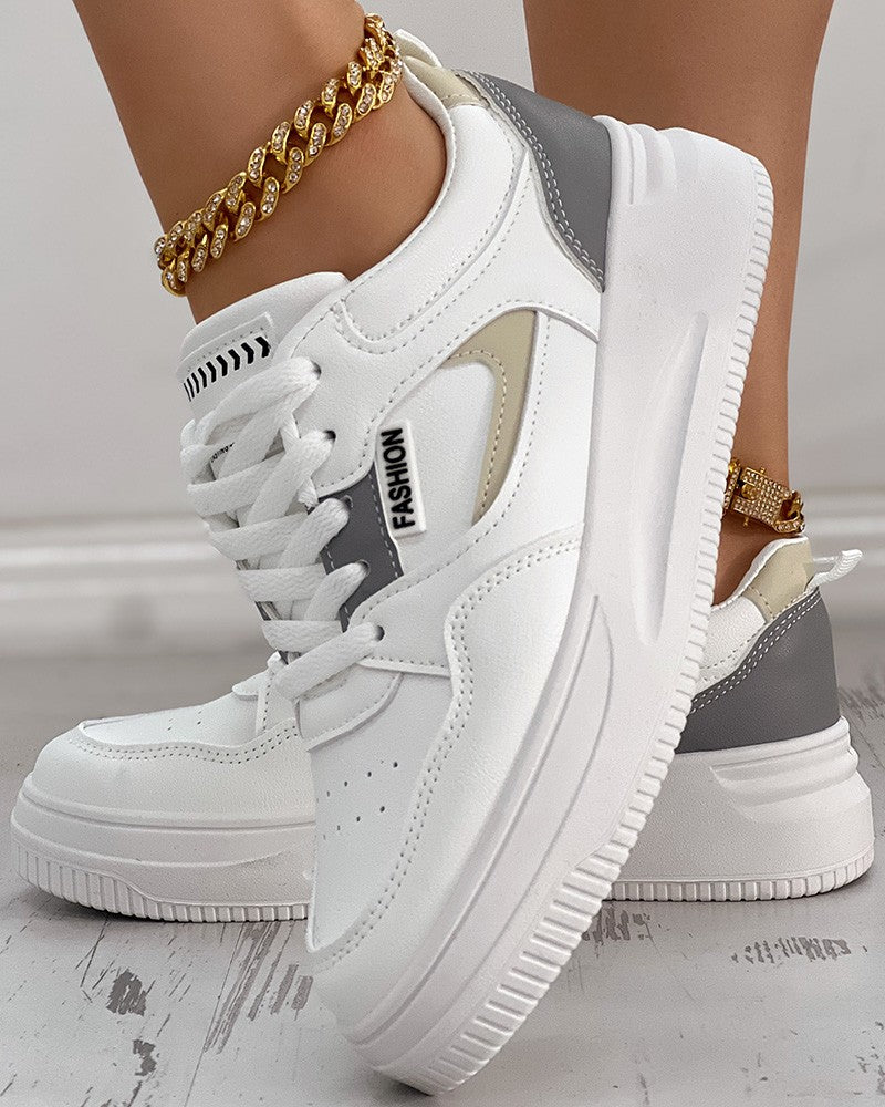 Colorblock Breathable Lace up Sneakers