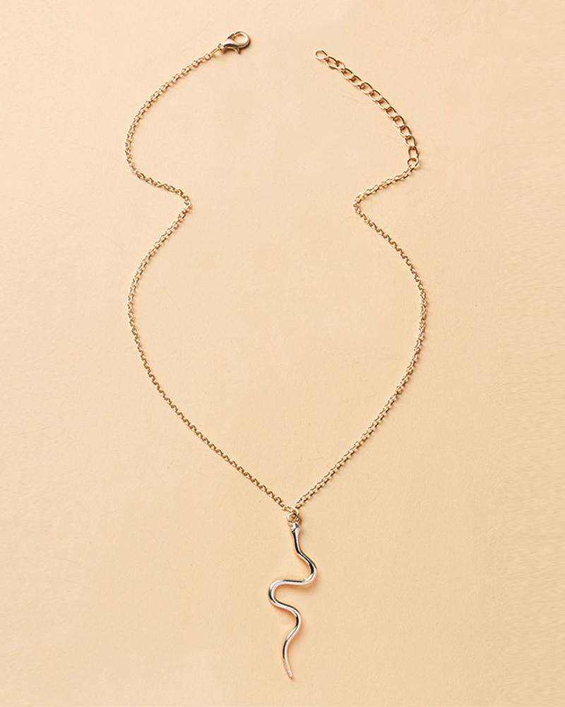 Snake Shaped Pendant Chain Necklace